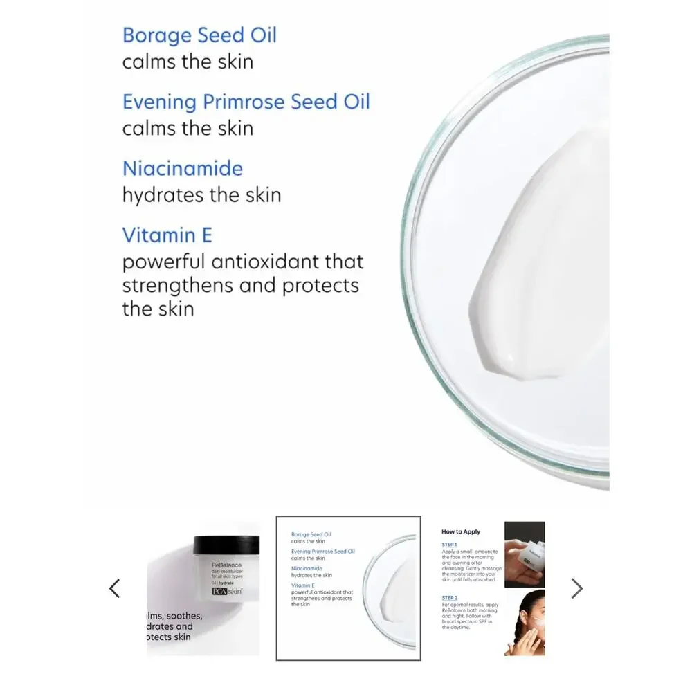 PCA Skin ReBalance Daily Moisturizer All Skin Types Hydrate 1.7 oz - Picture 2 of 5